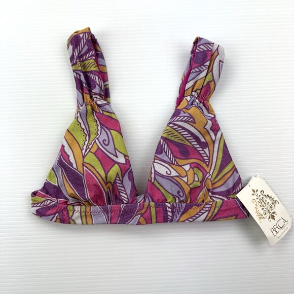 Becca Metallic Psychedelica Shirred Bikini Top Medium M Swimwear NWT $78 - Picture 3 of 12